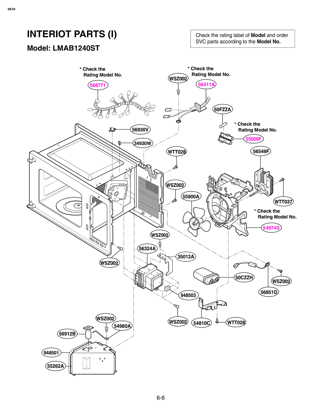 GE service manual Interiot Parts, Model LMAB1240ST 