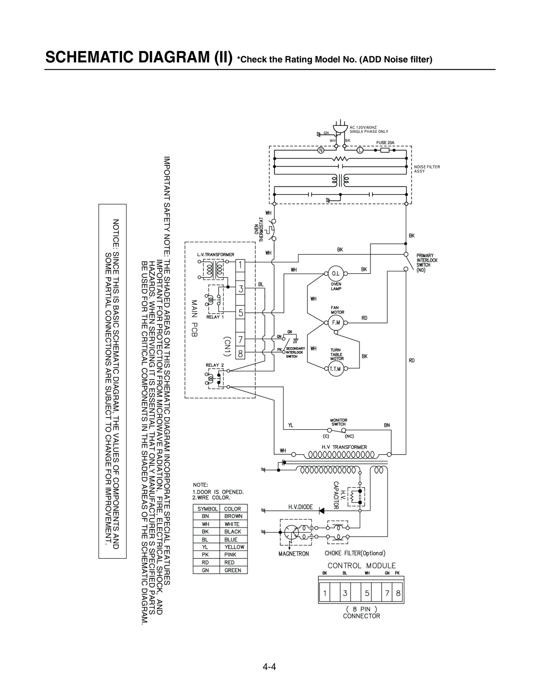 GE LMAB1240ST service manual SCHEMATIC DIAGRAM II *Check the Rating Model No. ADD Noise filter 