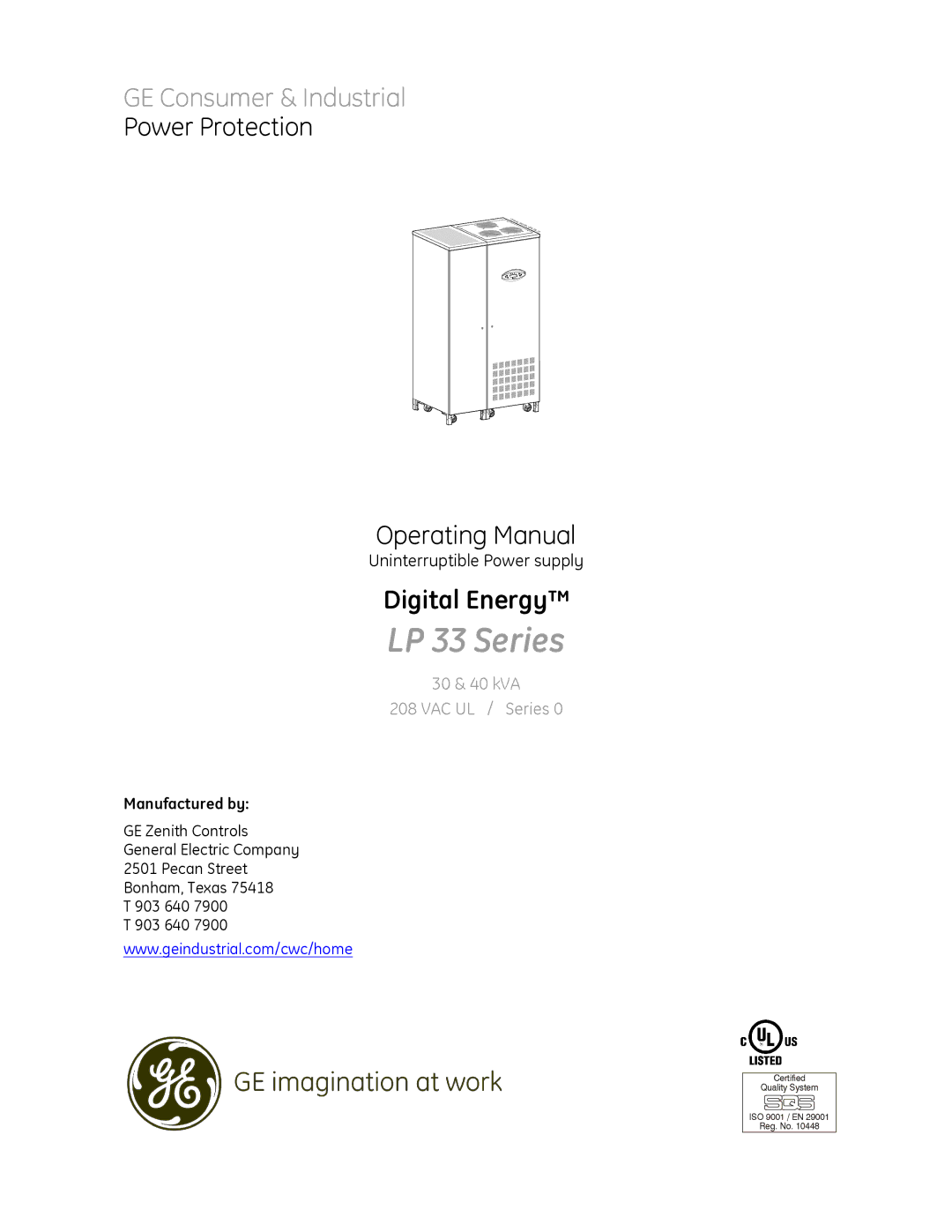 GE manual LP 33 Series, Manufactured by 