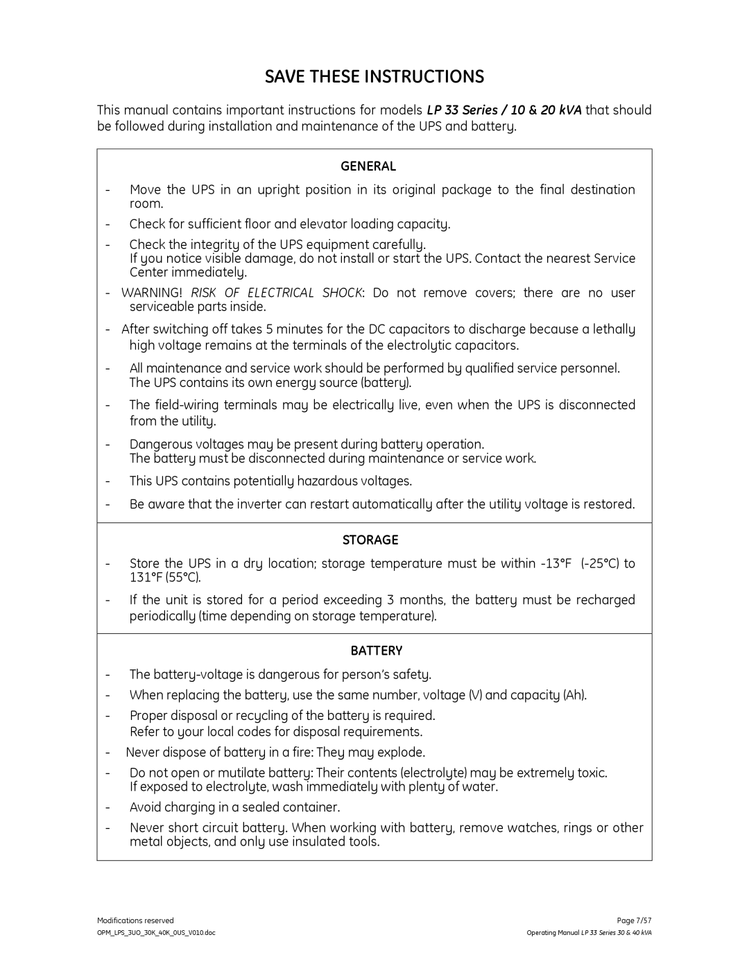 GE LP 33 manual General 