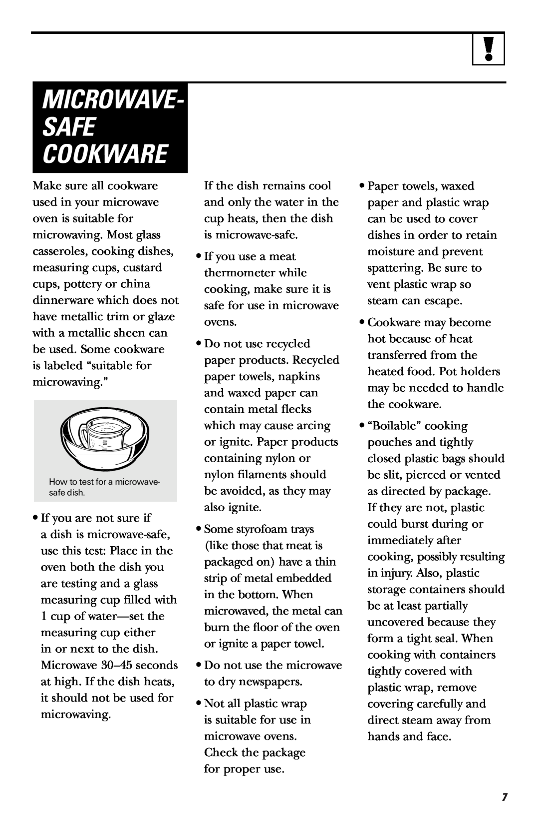 GE LVM1540 owner manual Microwave- Safe Cookware 