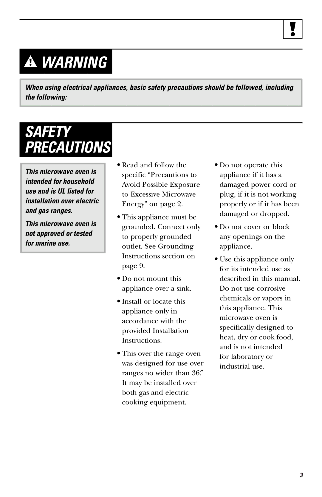 GE JVM1750, LVM1750, EVM1750, HVM1750 owner manual Safety Precautions 