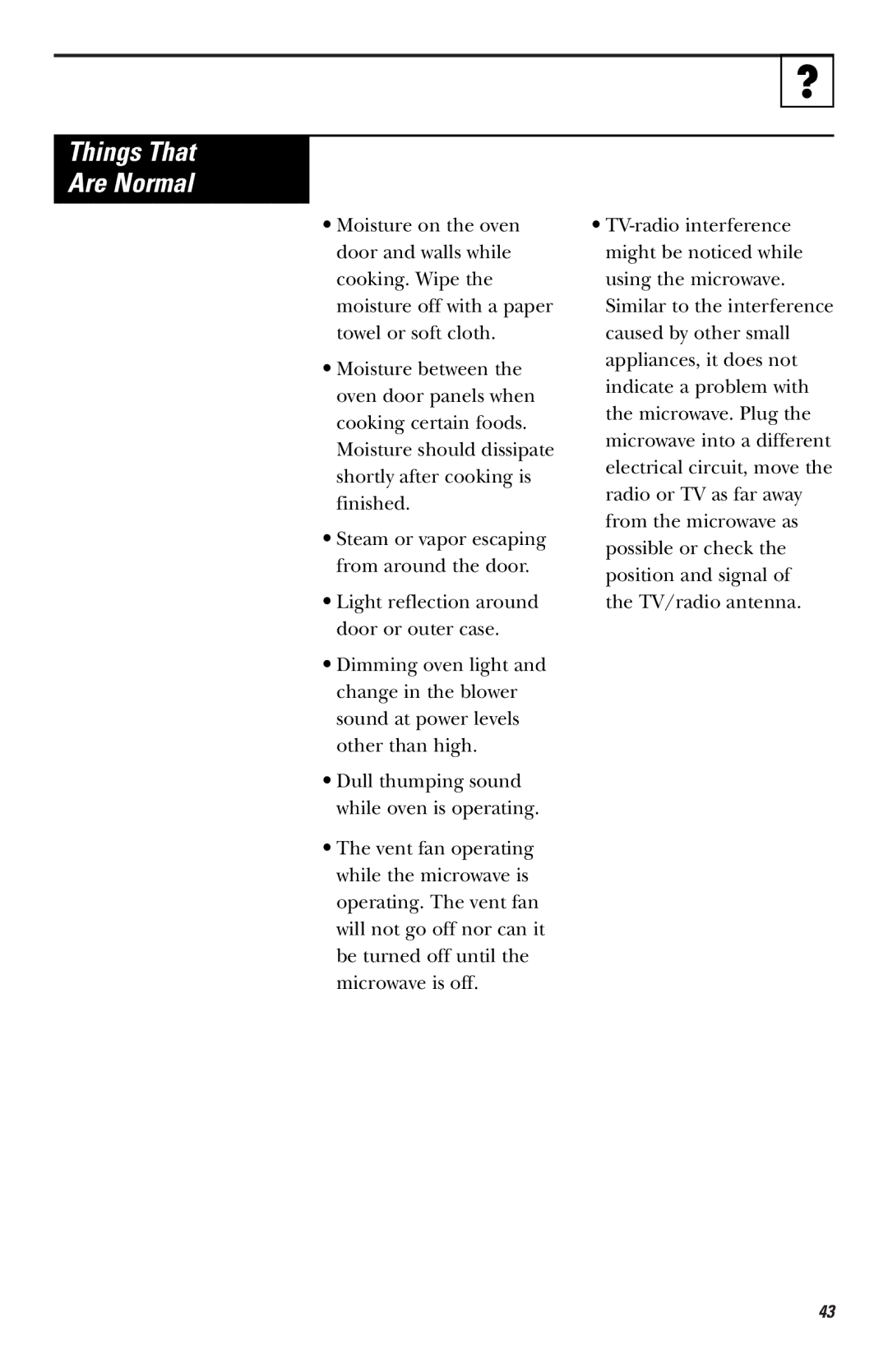 GE JVM1750, LVM1750, EVM1750, HVM1750 owner manual Things That Are Normal 