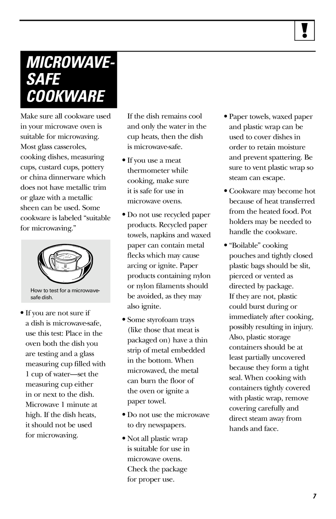 GE JVM1750, LVM1750, EVM1750, HVM1750 owner manual MICROWAVE- Safe Cookware 