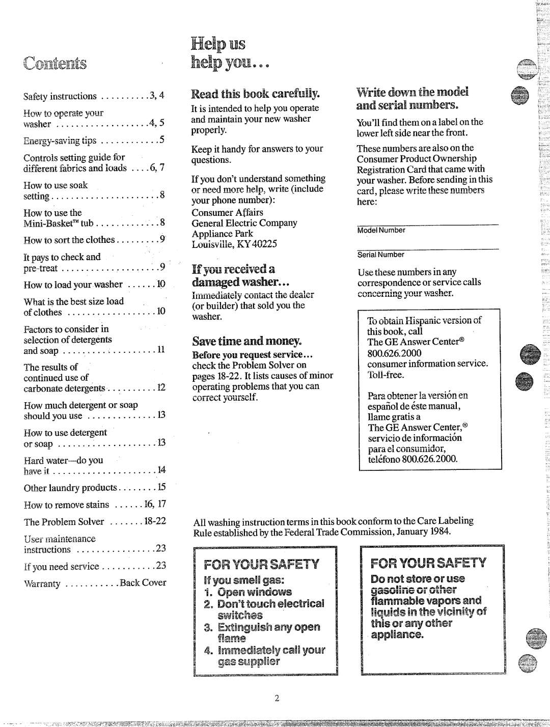 GE MA5800G manual Helpus help-youe.e, WymilK?dveda, SawtheandI-mney, WritedowntheEn’ode, ~jowtooperateyour 