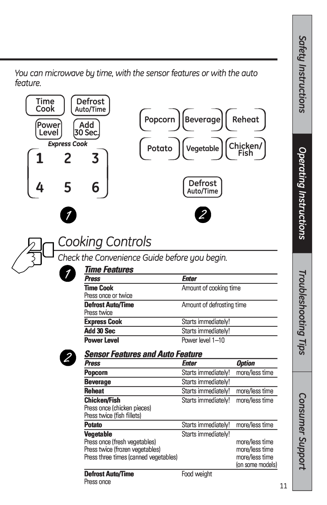 GE JES2051 Cooking Controls, Operating Instructions Troubleshooting Tips, Check the Convenience Guide before you begin 