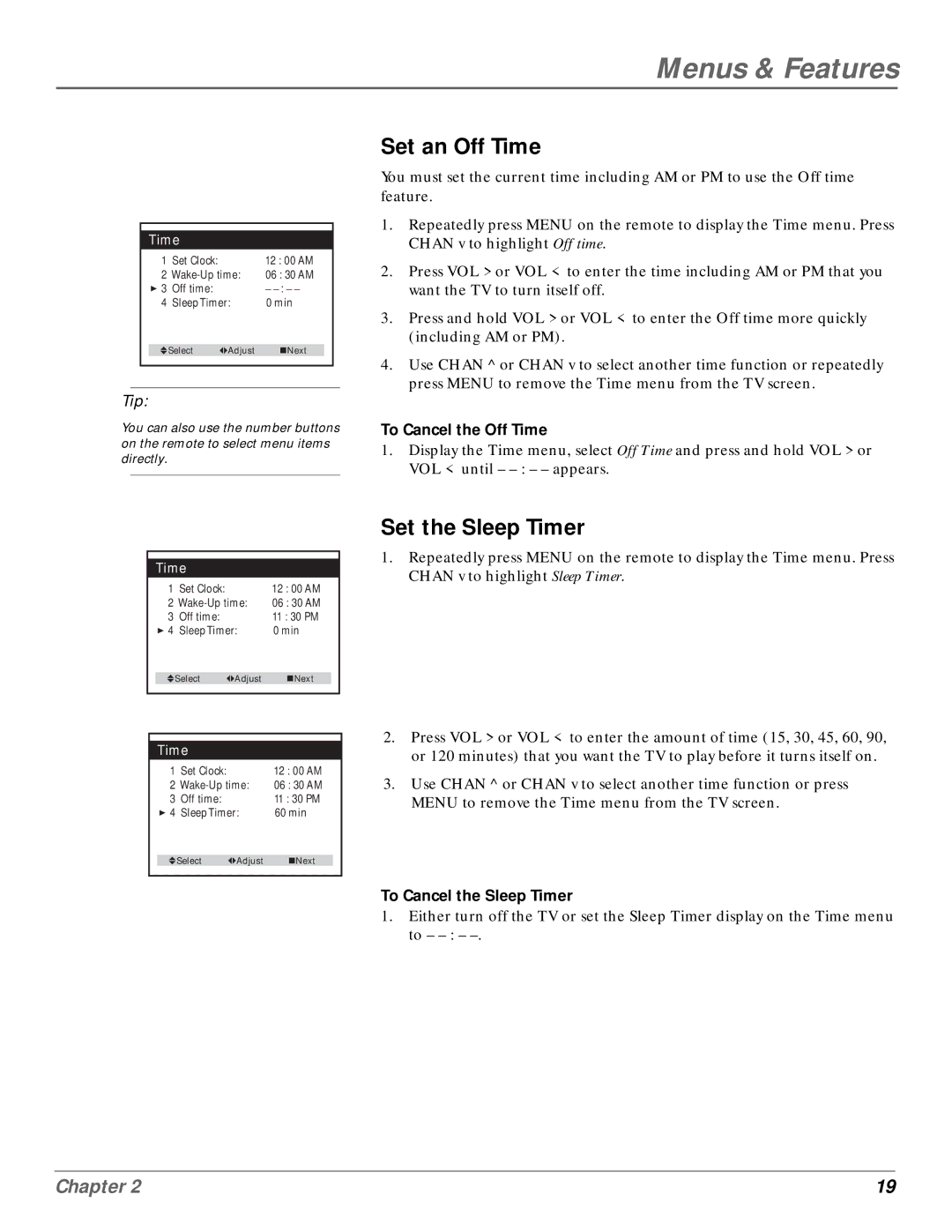 GE MG14200, MG20200 manual Set an Off Time, Set the Sleep Timer 