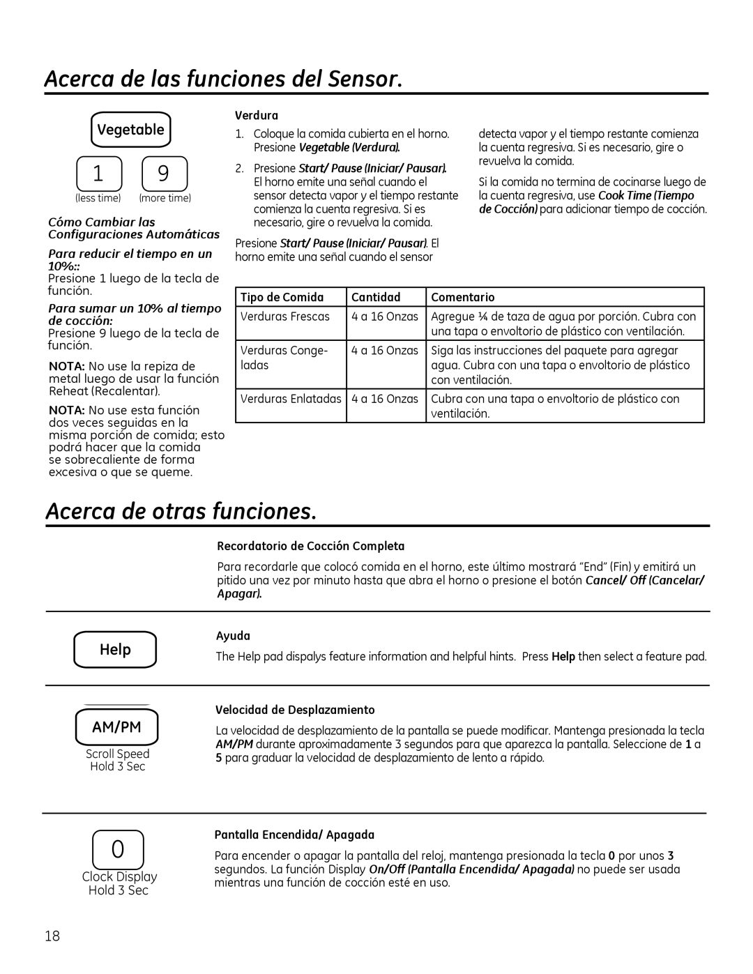 GE Microwave Oven owner manual Acerca de otras funciones, Apagar 