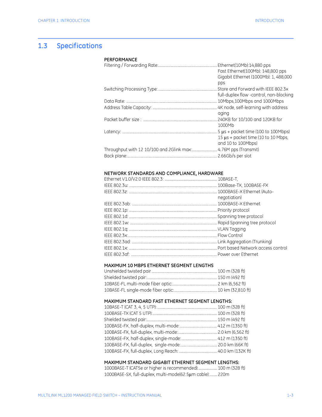 GE ML1200 instruction manual Specifications, Performance 