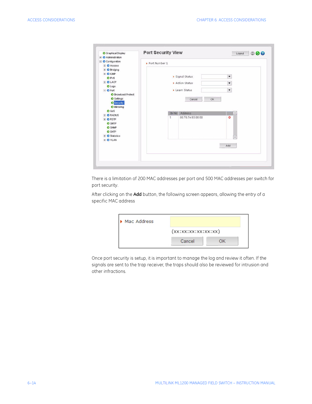 GE ML1200 instruction manual Access Considerations 