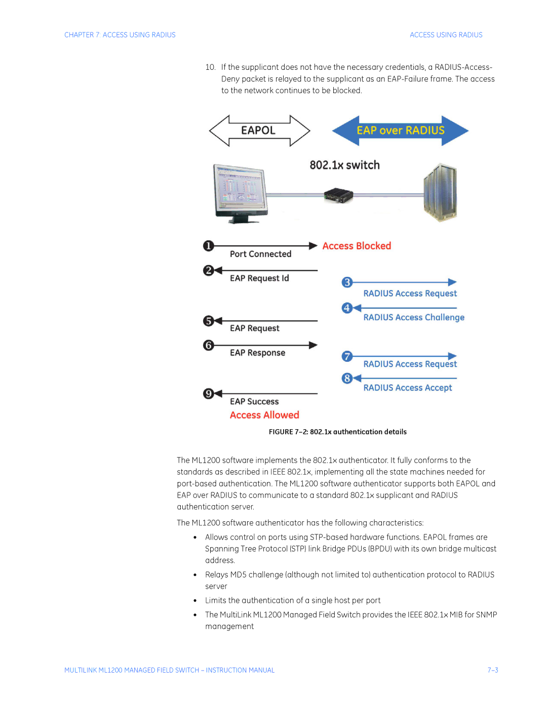 GE ML1200 instruction manual 802.1x authentication details 