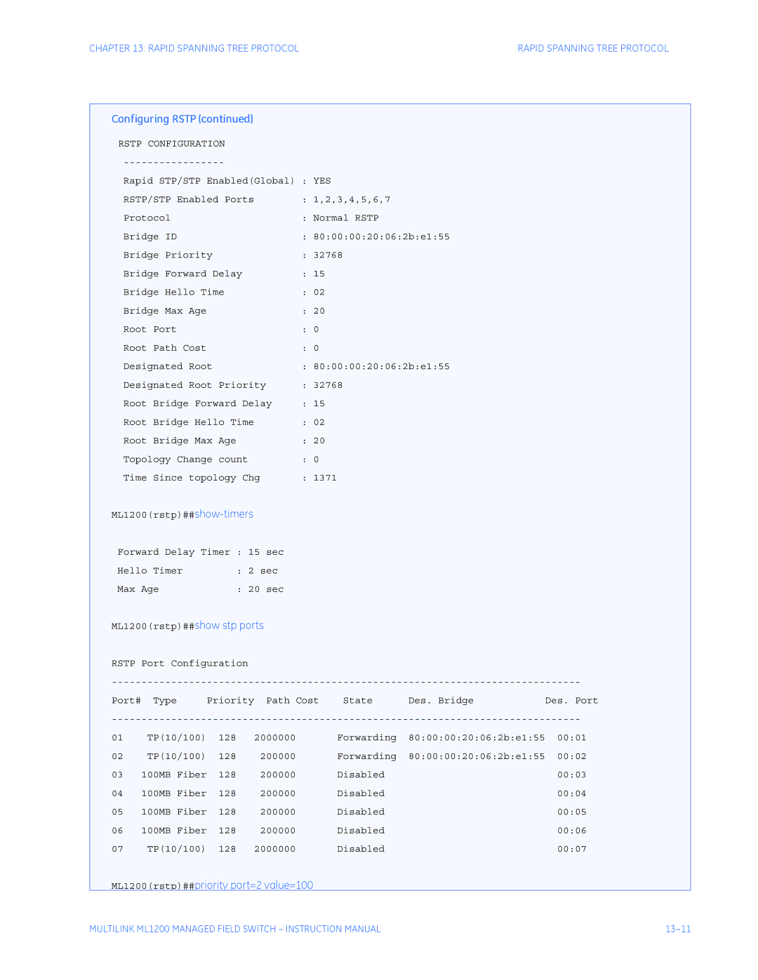 GE instruction manual ML1200rstp##priority port=2 value=100 