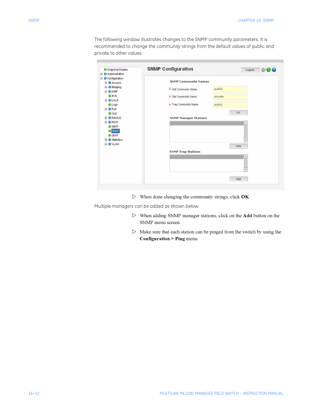 GE ML1200 instruction manual Multiple managers can be added as shown below 