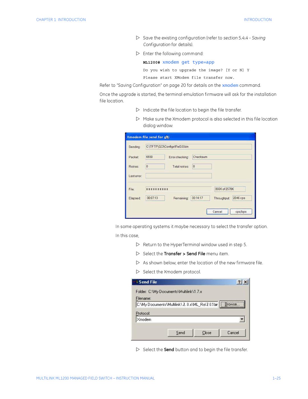 GE instruction manual ML1200# xmodem get type=app 