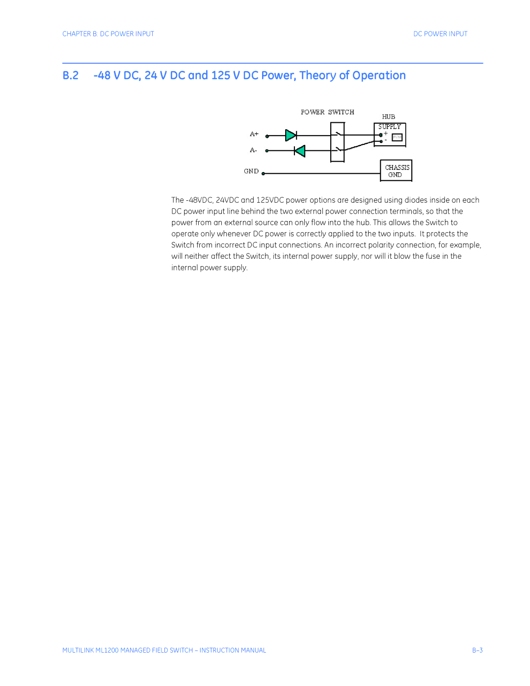 GE ML1200 instruction manual V DC, 24 V DC and 125 V DC Power, Theory of Operation 