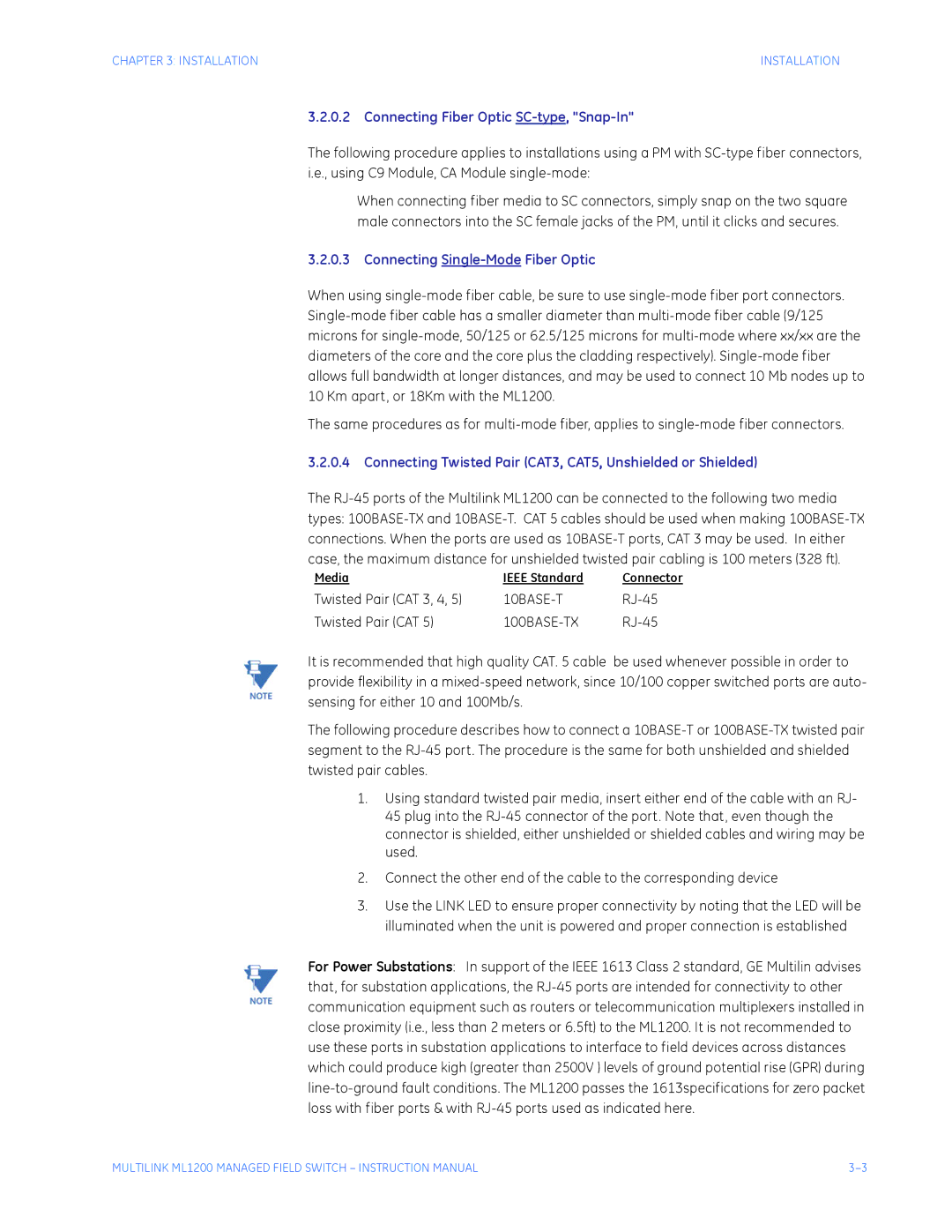 GE ML1200 instruction manual Twisted Pair CAT 3, 4 