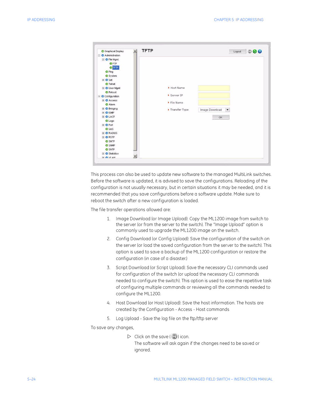 GE ML1200 instruction manual IP Addressing 