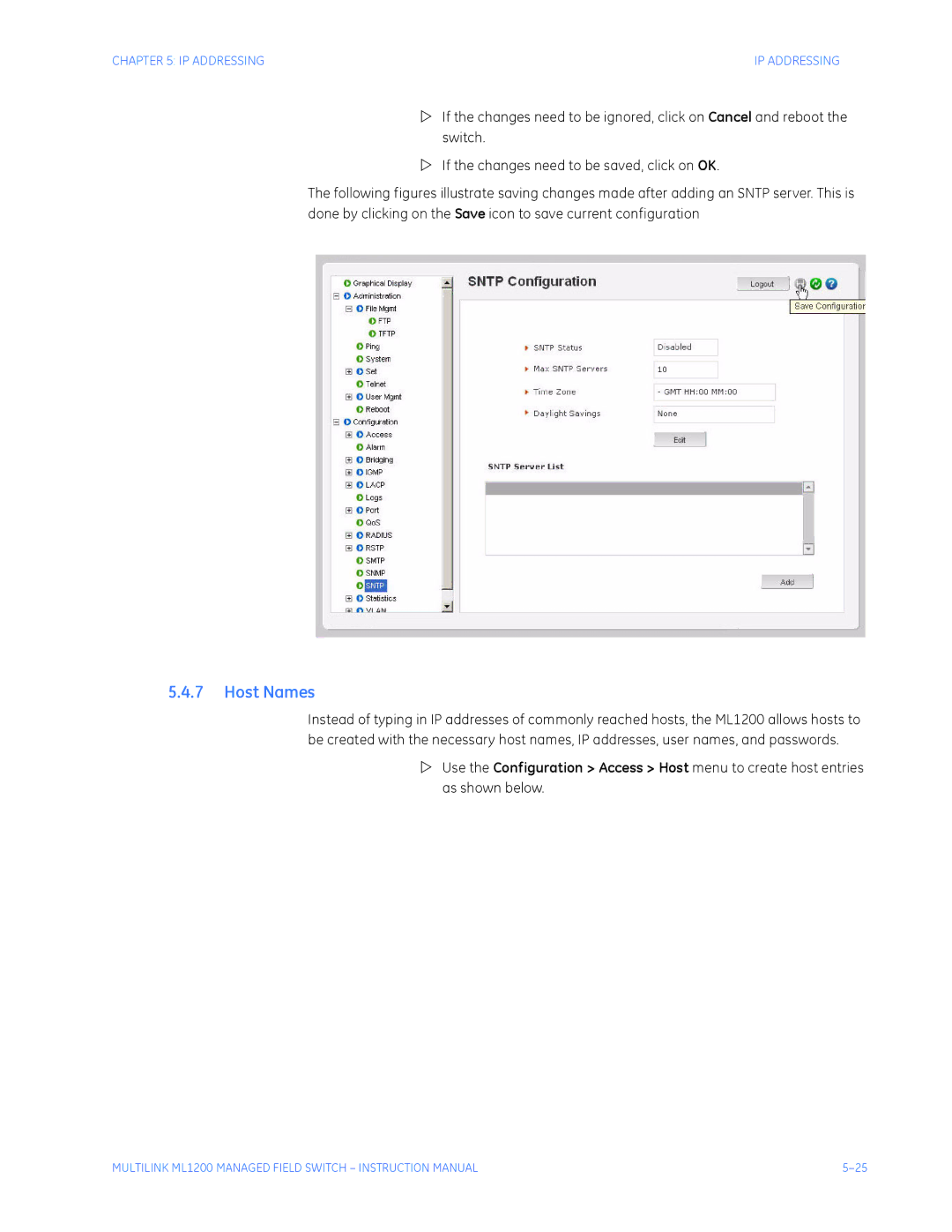 GE ML1200 instruction manual Host Names 