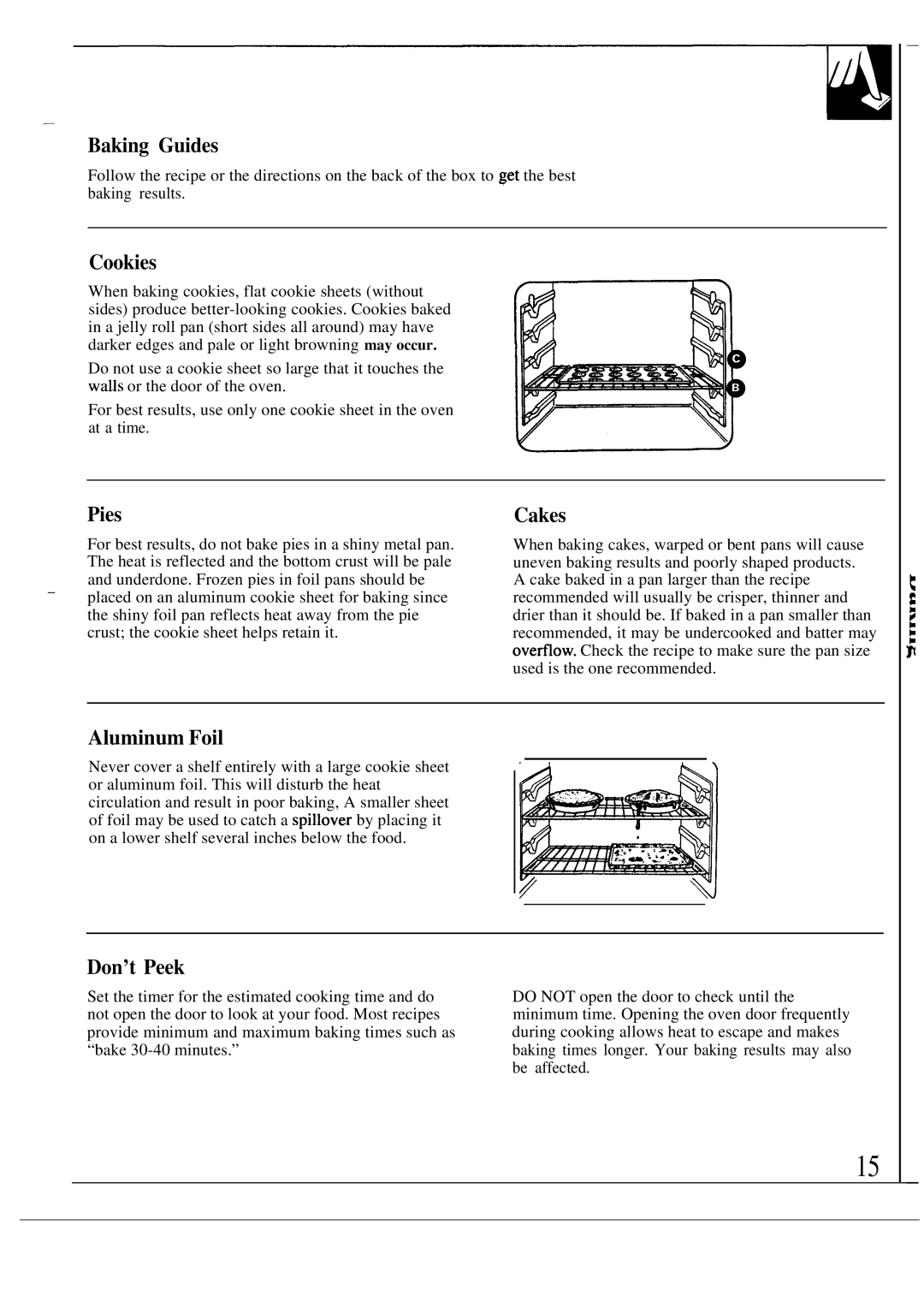 GE 164 D2588P120, MNU109I, JGSC12GER, 49-8319 Baking Guides, Cookies, Pies, Cakes, Aluminum Foil, Don’t Peek 