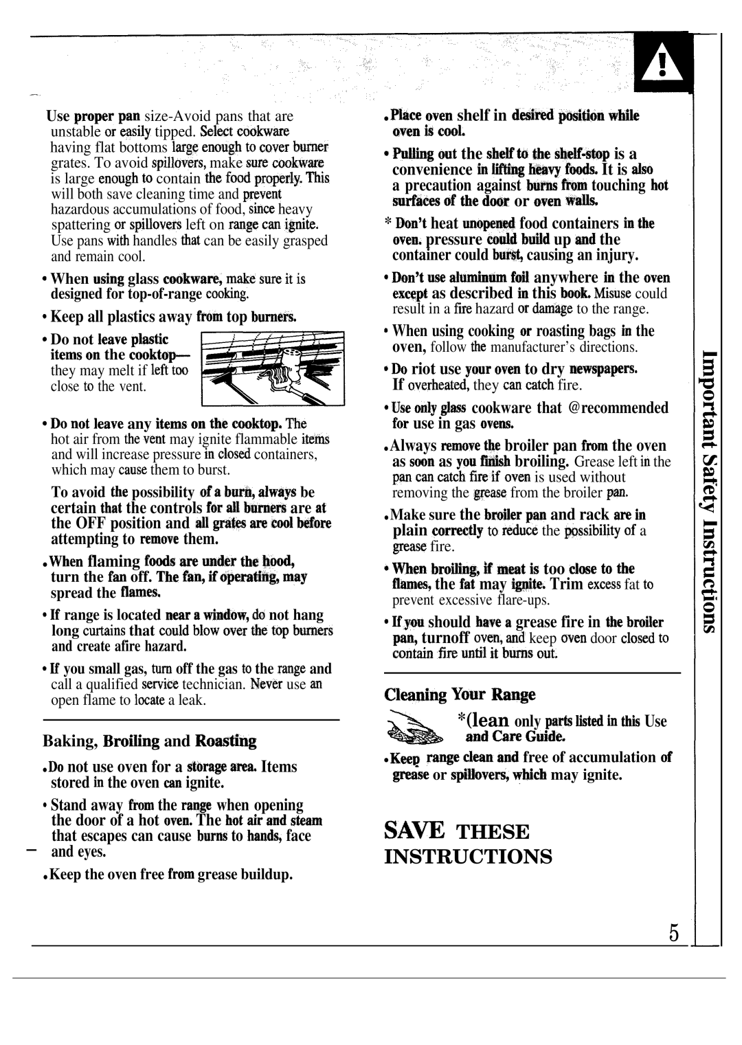 GE JGSC12GER, MNU109I, 49-8319, 164 D2588P120 operating instructions SAW These Instructions 