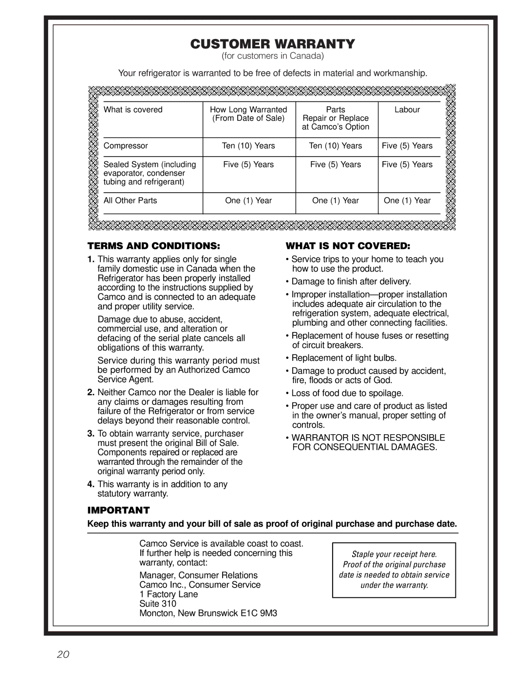 GE Model 21 installation instructions Customer Warranty 