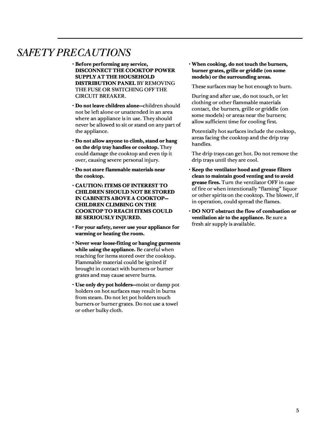 GE Monogram 164D3333P027 manual Safety Precautions, Before performing any service 