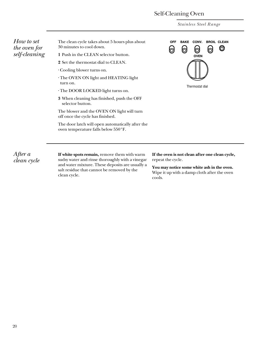 GE Monogram 164D4290P031 owner manual How to set the oven for self-cleaning After a clean cycle, Self-Cleaning Oven 