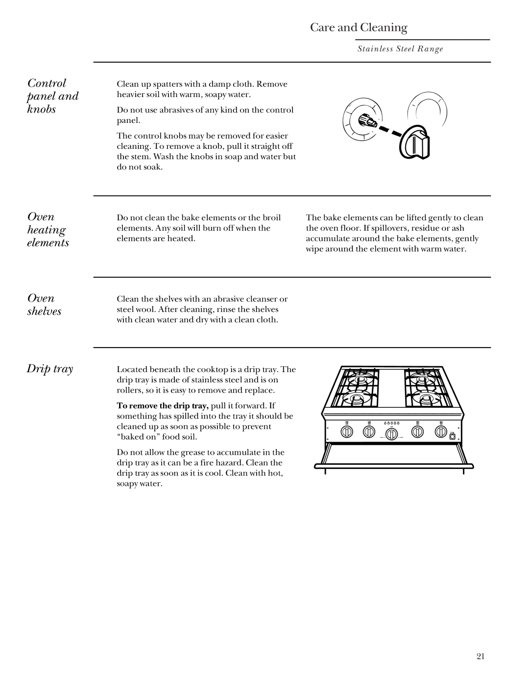 GE Monogram 164D4290P031 owner manual Care and Cleaning 