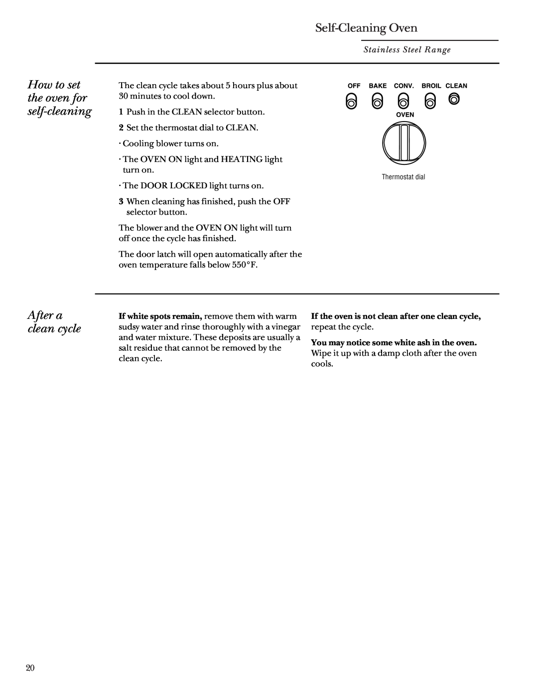 GE Monogram 164D4290P031 owner manual How to set the oven for self-cleaning, After a clean cycle, Self-CleaningOven 