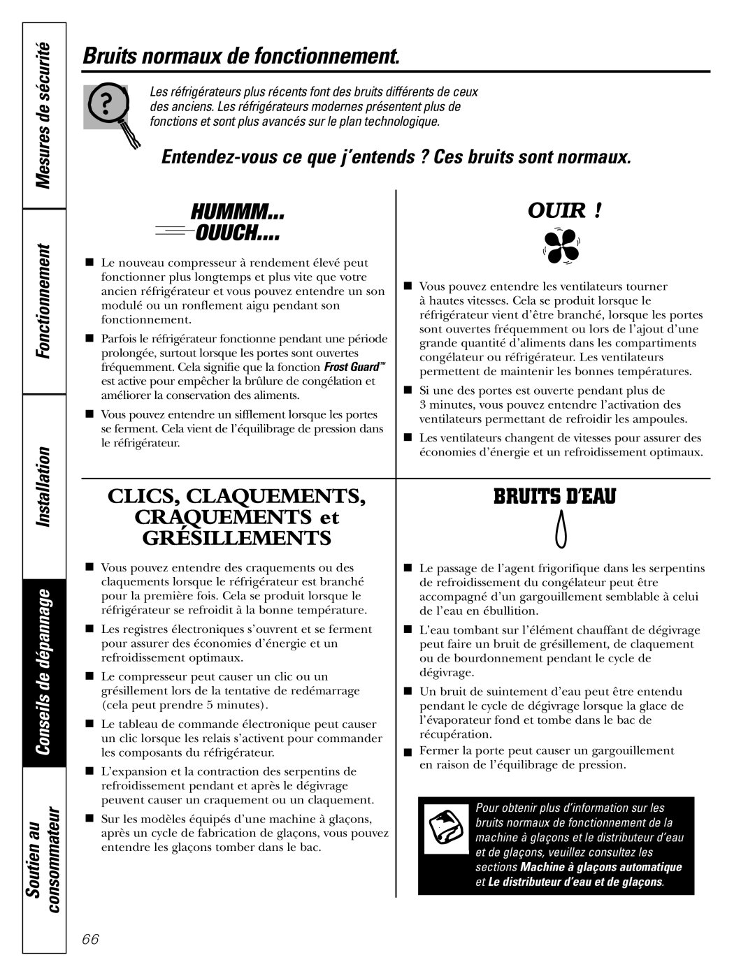 GE Monogram 23 installation instructions Bruits normaux de fonctionnement, Hummm 