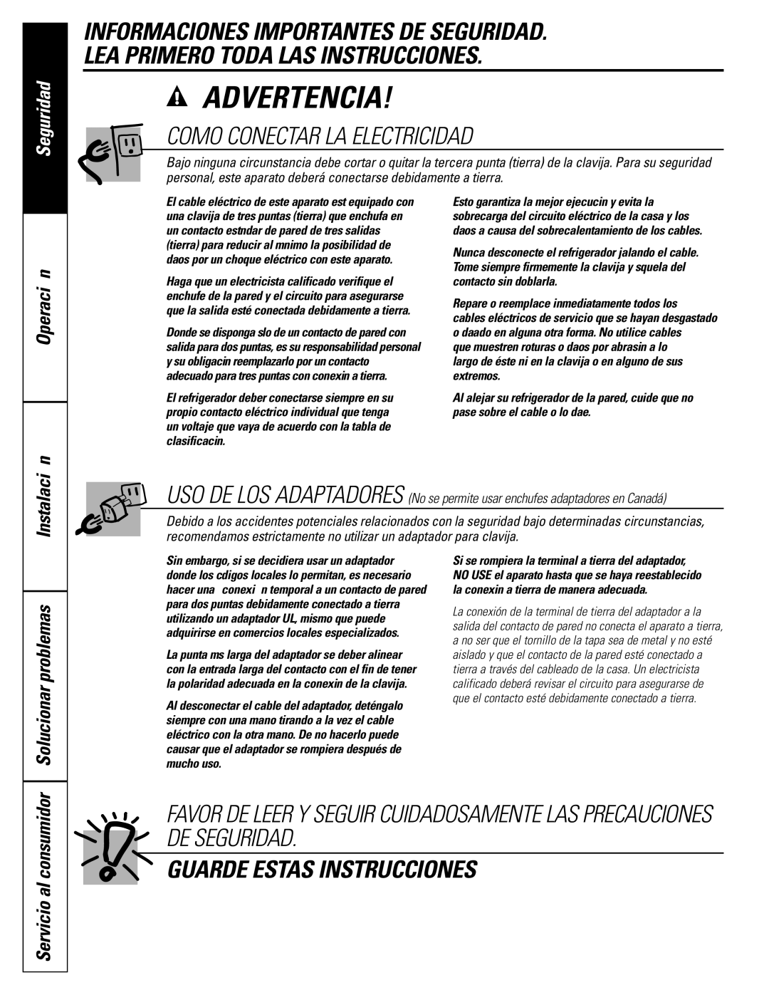 GE Monogram 23 installation instructions Instalación, Servicio al consumidor 