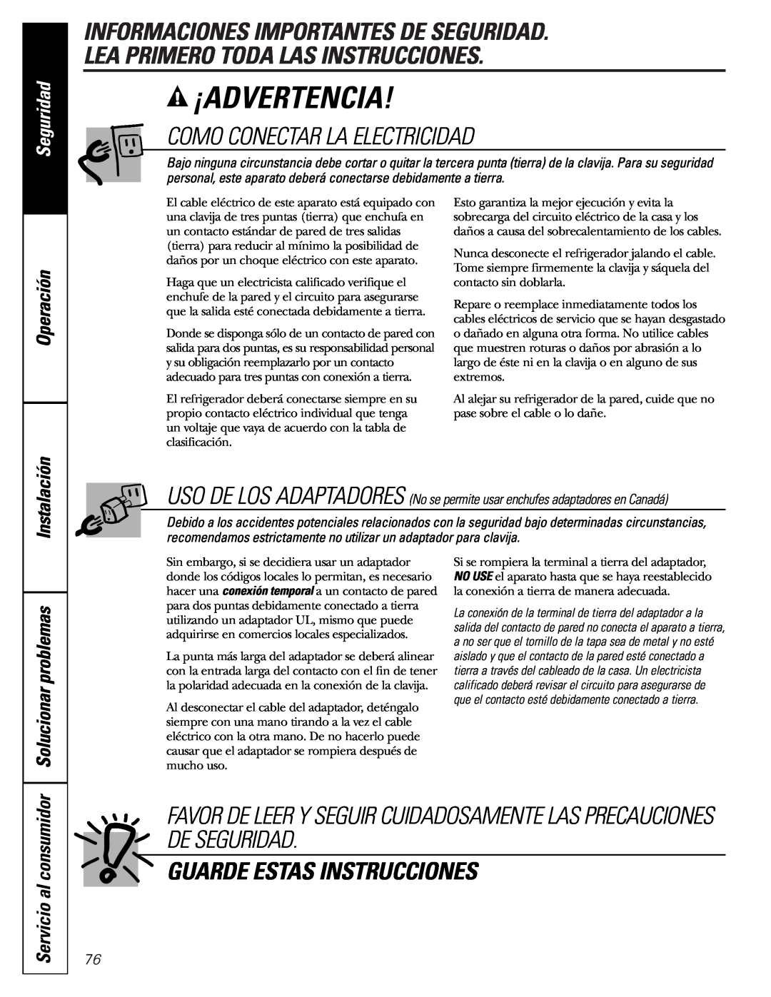 GE Monogram 23 Informaciones Importantes De Seguridad, Lea Primero Toda Las Instrucciones, Como Conectar La Electricidad 