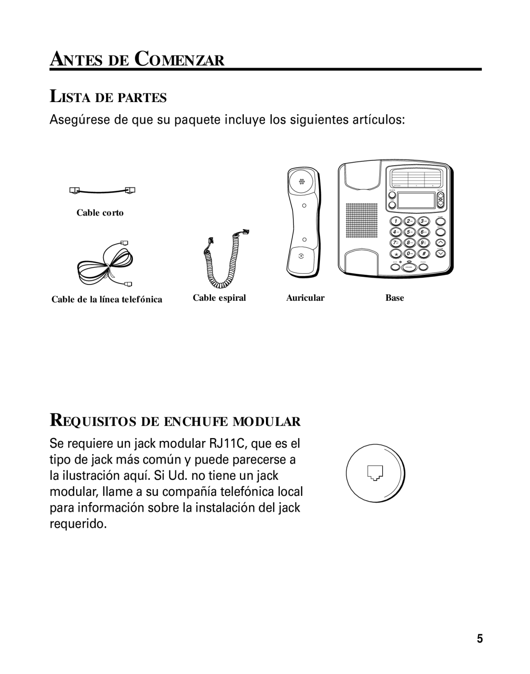 GE Monogram 29391 manual Antes DE Comenzar, Lista DE Partes, Requisitos DE Enchufe Modular, Cable corto 