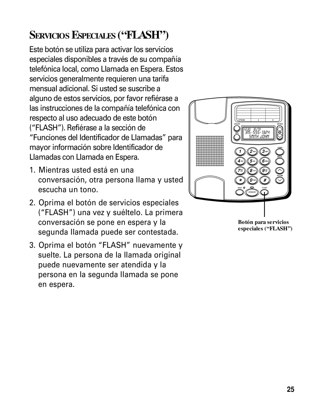 GE Monogram 29391 manual Servicios Especiales Flash, Botón para servicios especiales Flash 