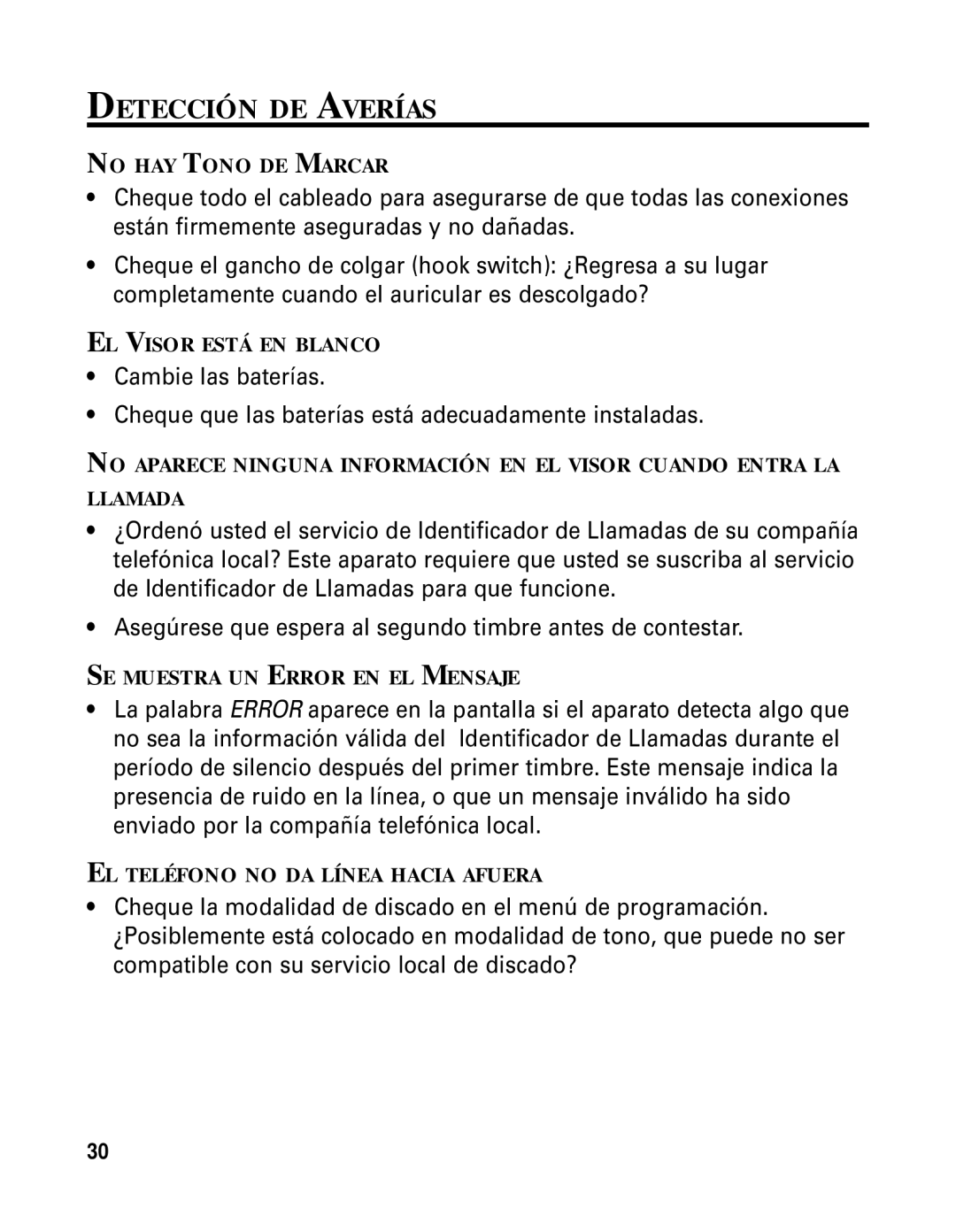 GE Monogram 29391 manual Detección DE Averías 