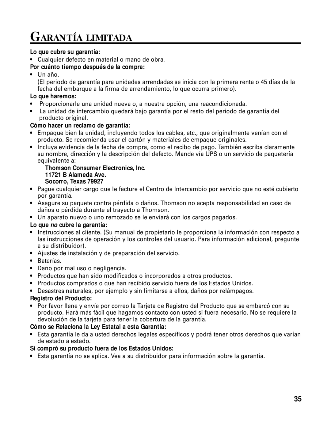 GE Monogram 29391 manual Garantía Limitada, Por cuánto tiempo después de la compra 