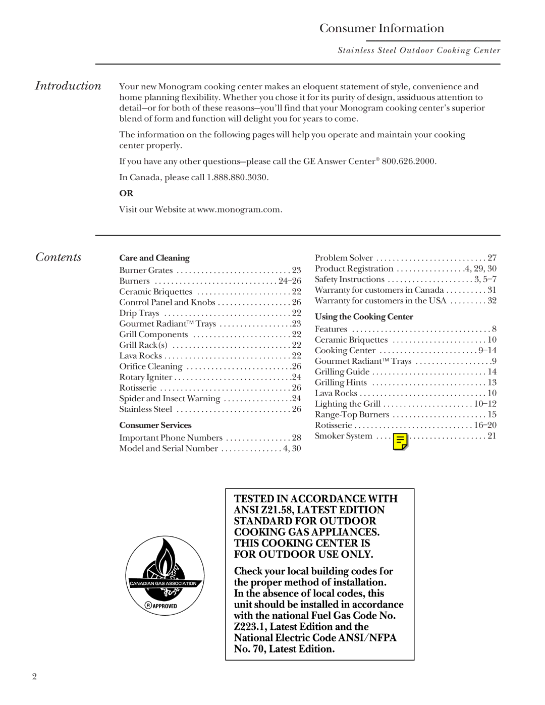 GE Monogram 24, 36, 48, 27 manual Introduction, Contents 