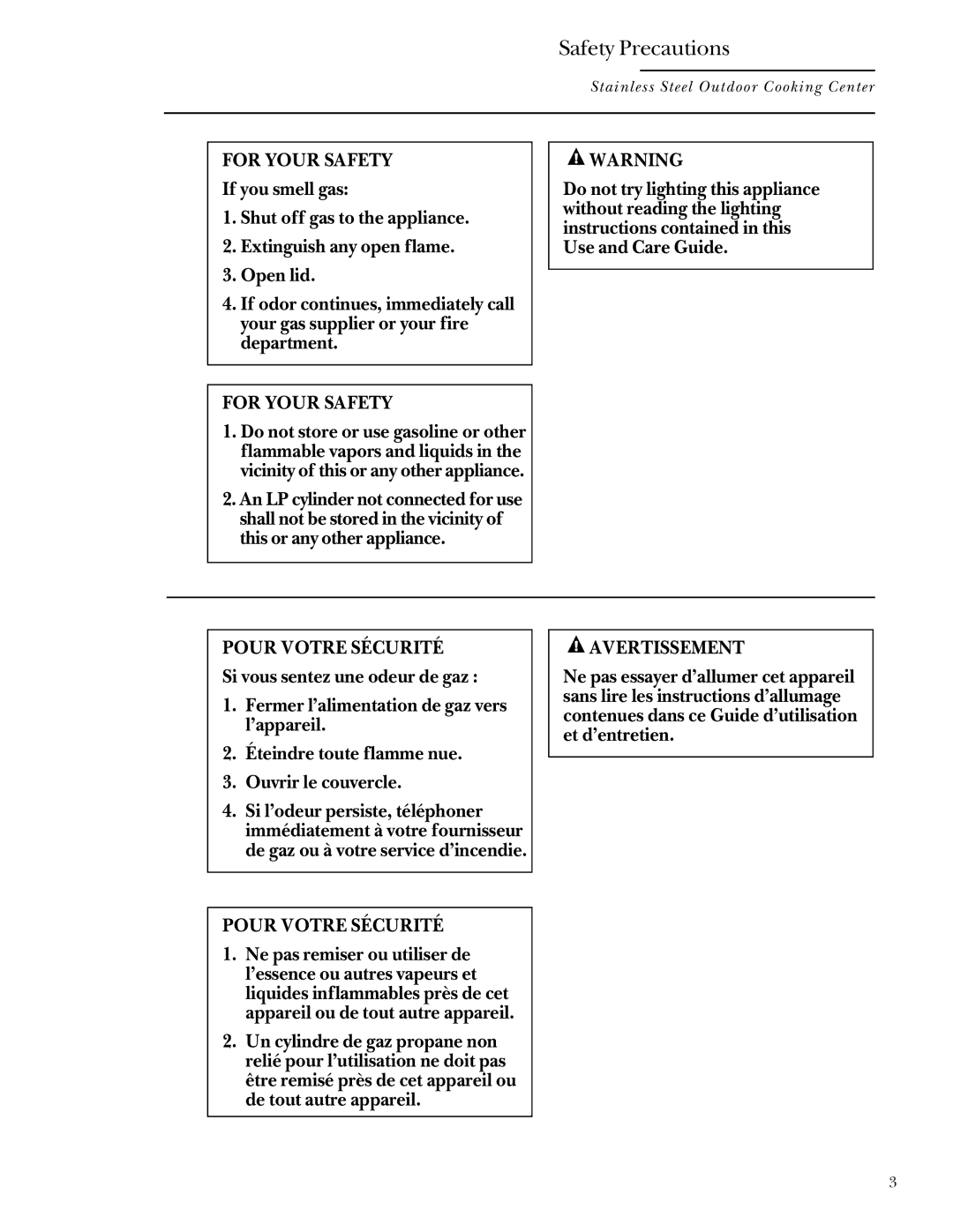 GE Monogram 27, 36, 48, 24 manual Safety Precautions 