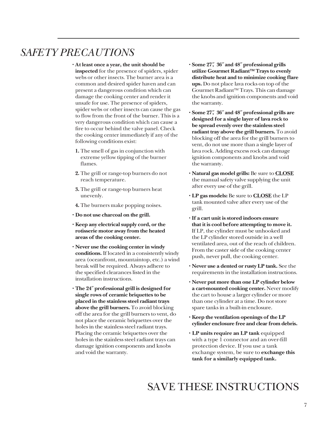 GE Monogram 27, 36, 48, 24 manual Safety Precautions 