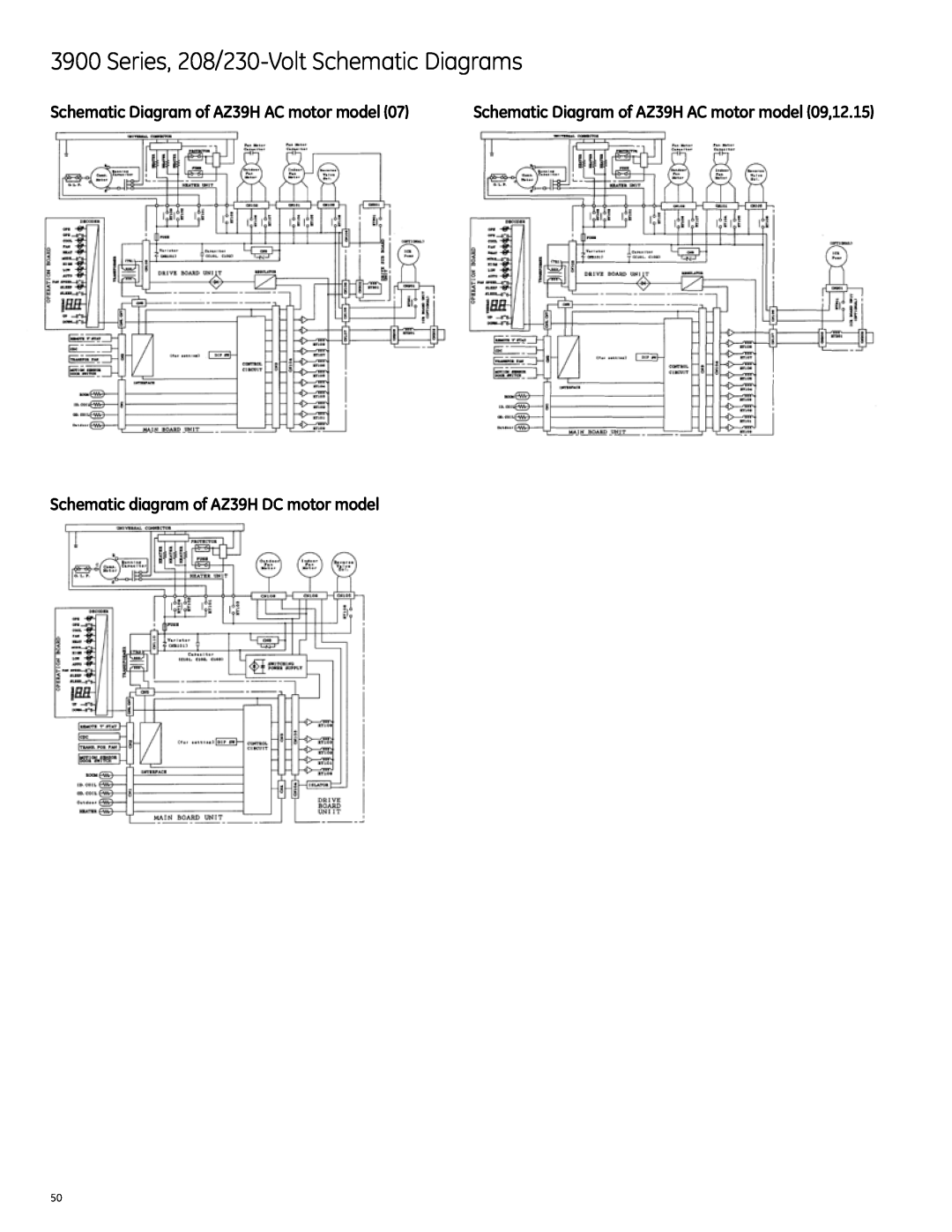 GE Monogram 2900 Series, 3900 Series Series, 208/230-VoltSchematic Diagrams, Schematic Diagram of AZ39H AC motor model 