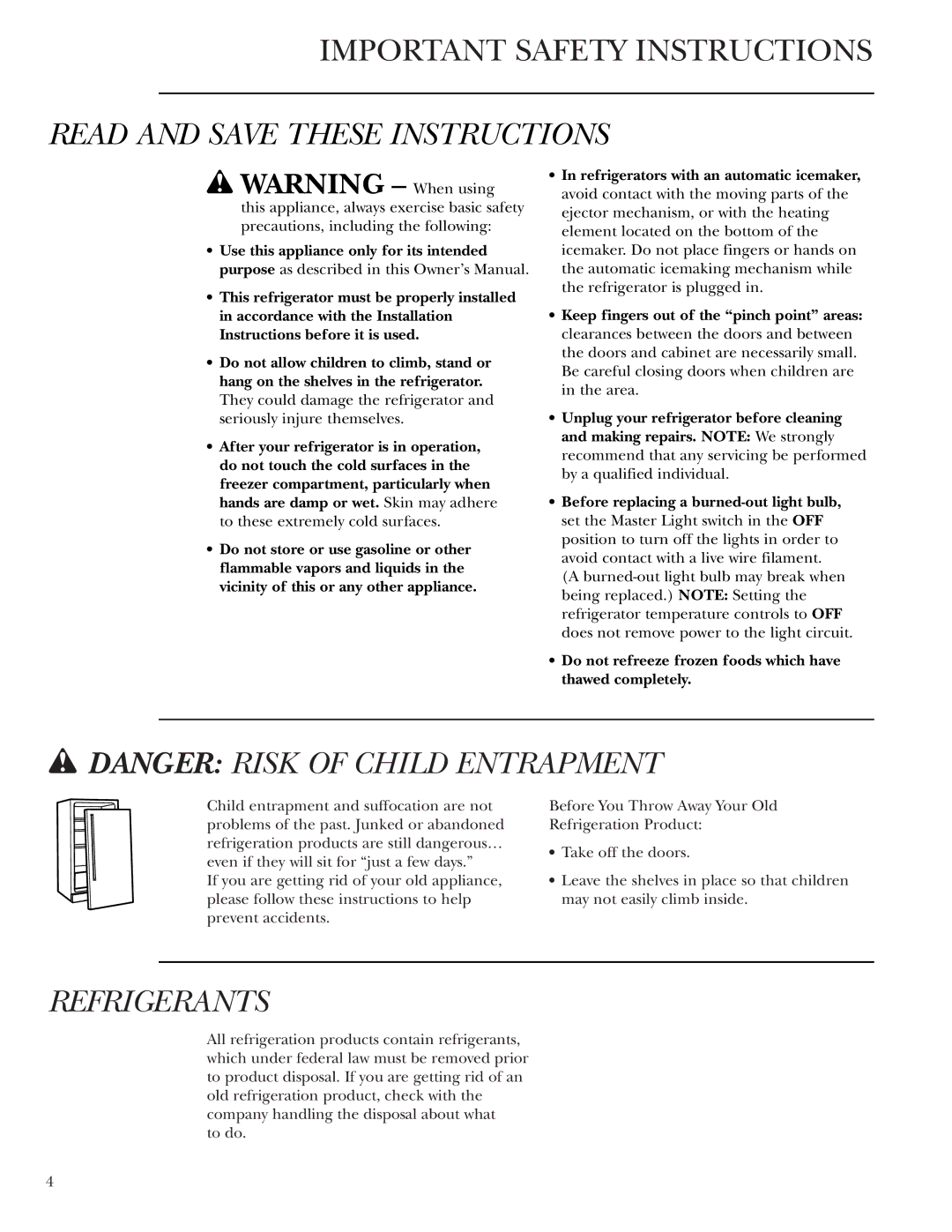 GE Monogram 42, 48 owner manual Read and Save These Instructions 