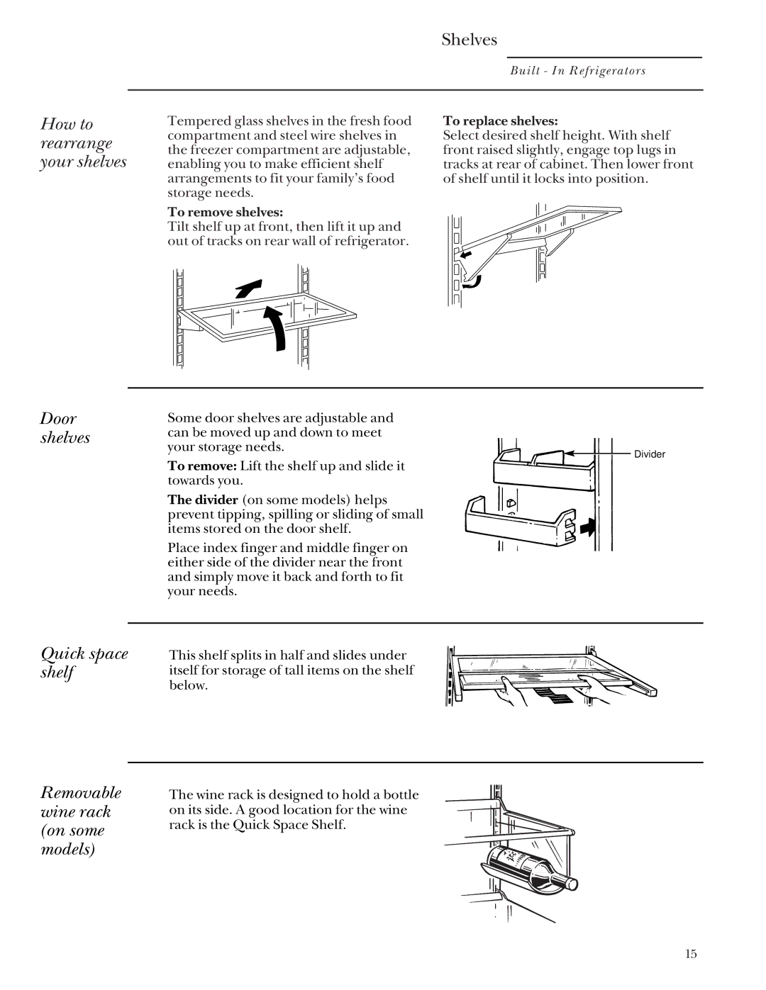 GE Monogram 48 Built-In Refrigerators manual Shelves, How to rearrange your shelves 