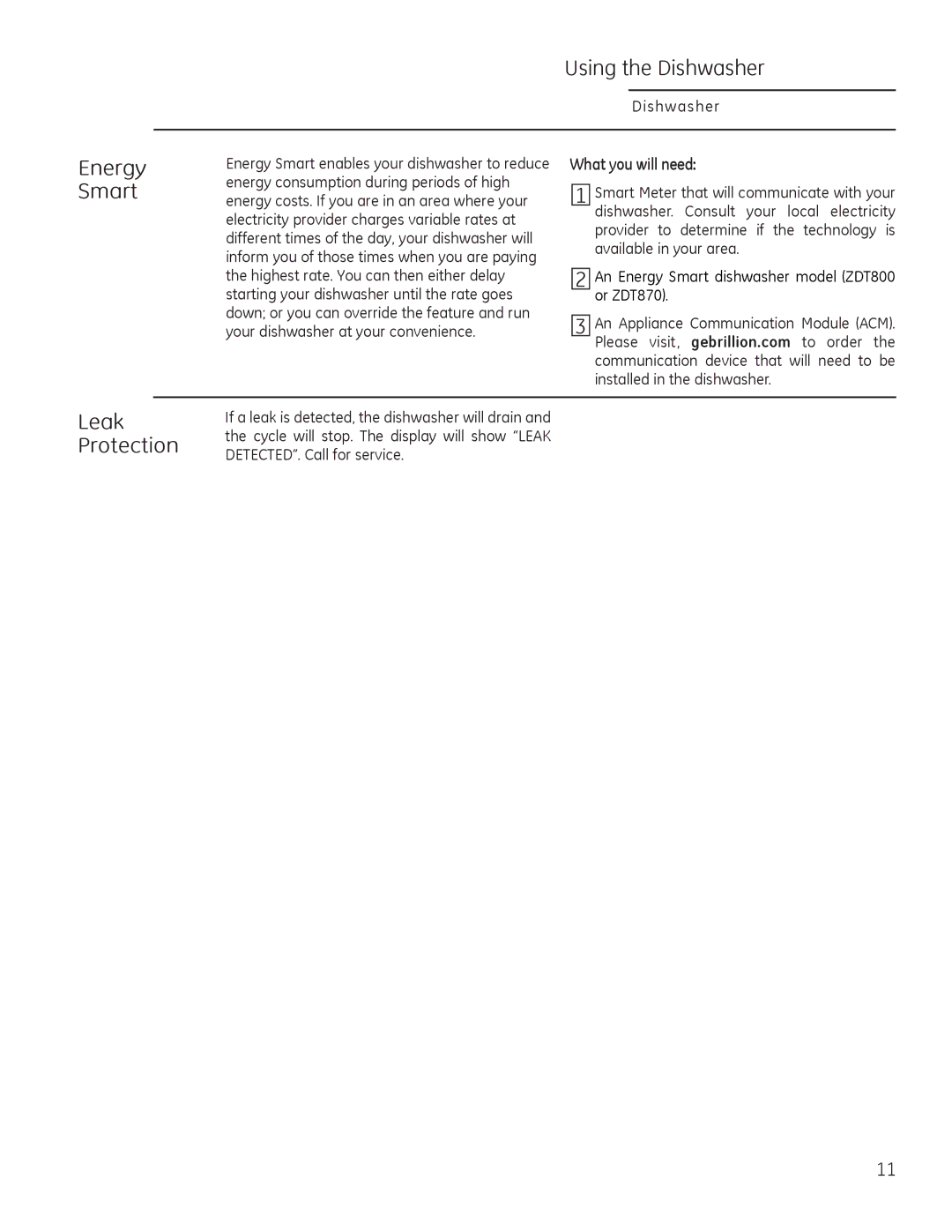 GE Monogram 49-55086 owner manual Energy Smart, Leak Protection, What you will need 