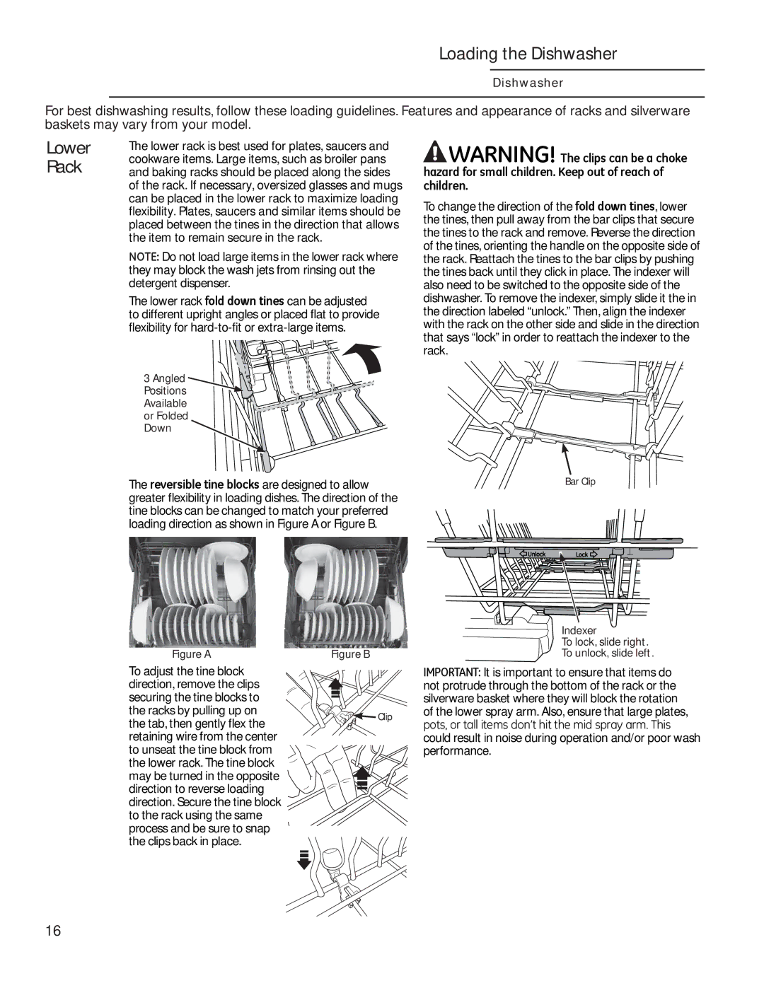 GE Monogram 49-55086 owner manual Lower Rack, Angled Positions Available or Folded Down 