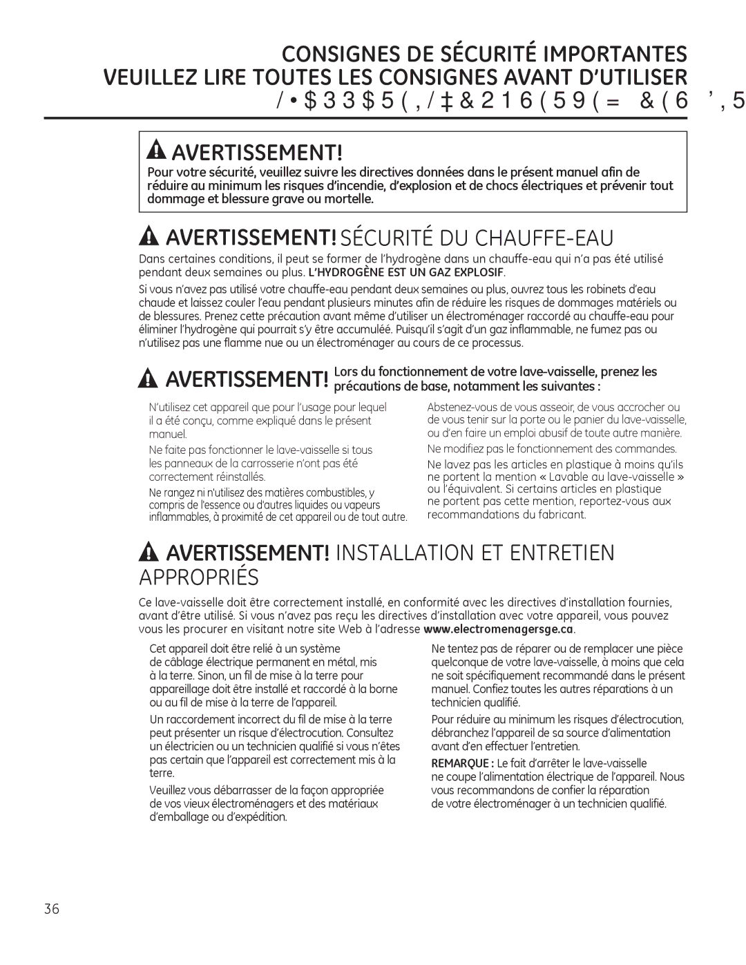 GE Monogram 49-55086 „ Ne modifiez pas le fonctionnement des commandes, Remarque Le fait d’arrêter le lave-vaisselle 