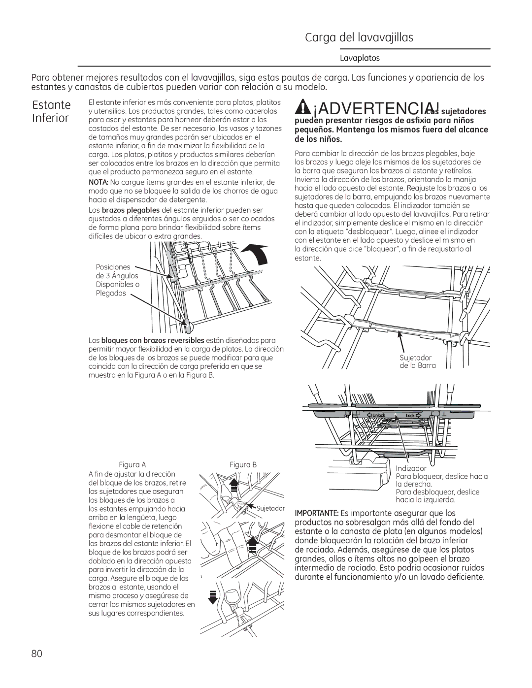 GE Monogram 49-55086 owner manual Estante Inferior, Figura a 