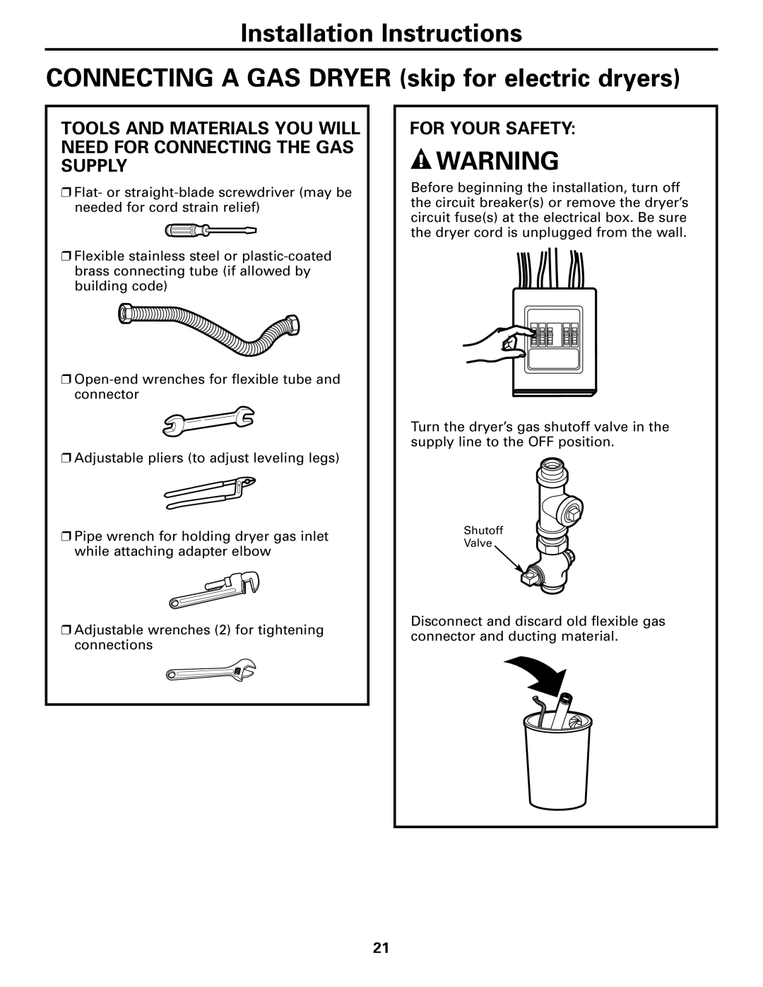 GE Monogram 49-90152-1, 3828EL2001A 175D1807P416, DPTGT750 operating instructions Shutoff Valve 