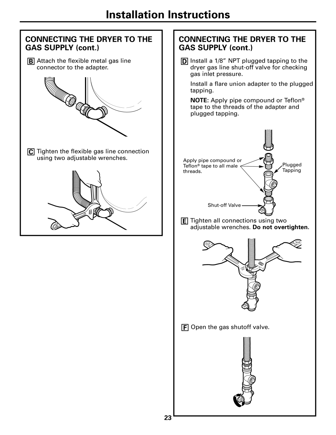 GE Monogram DPTGT750, 49-90152-1, 3828EL2001A 175D1807P416 operating instructions Connecting the Dryer to the GAS Supply 