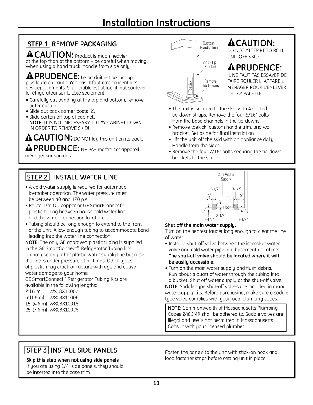 GE Monogram Built-In All-Refrigerator/Freezer Remove Packaging, Install Water Line, Install Side Panels 