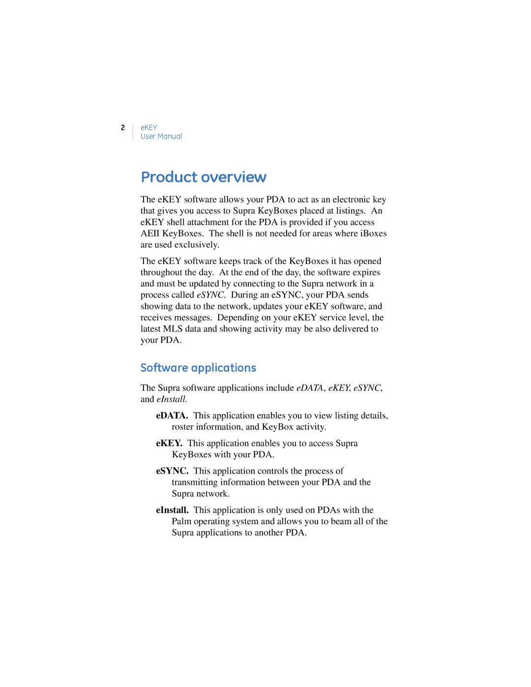 GE Monogram eKEY manual Product overview, Software applications 